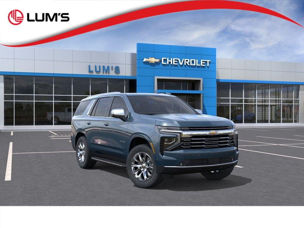2026 Chevrolet Tahoe Premier in Lakeshore Blue Metallic — front three-quarter view