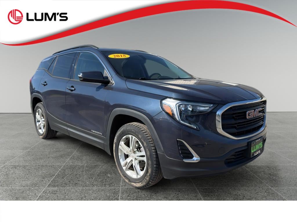 2018 GMC Terrain SLE Diesel in Blue Steel Metallic — front three-quarter view